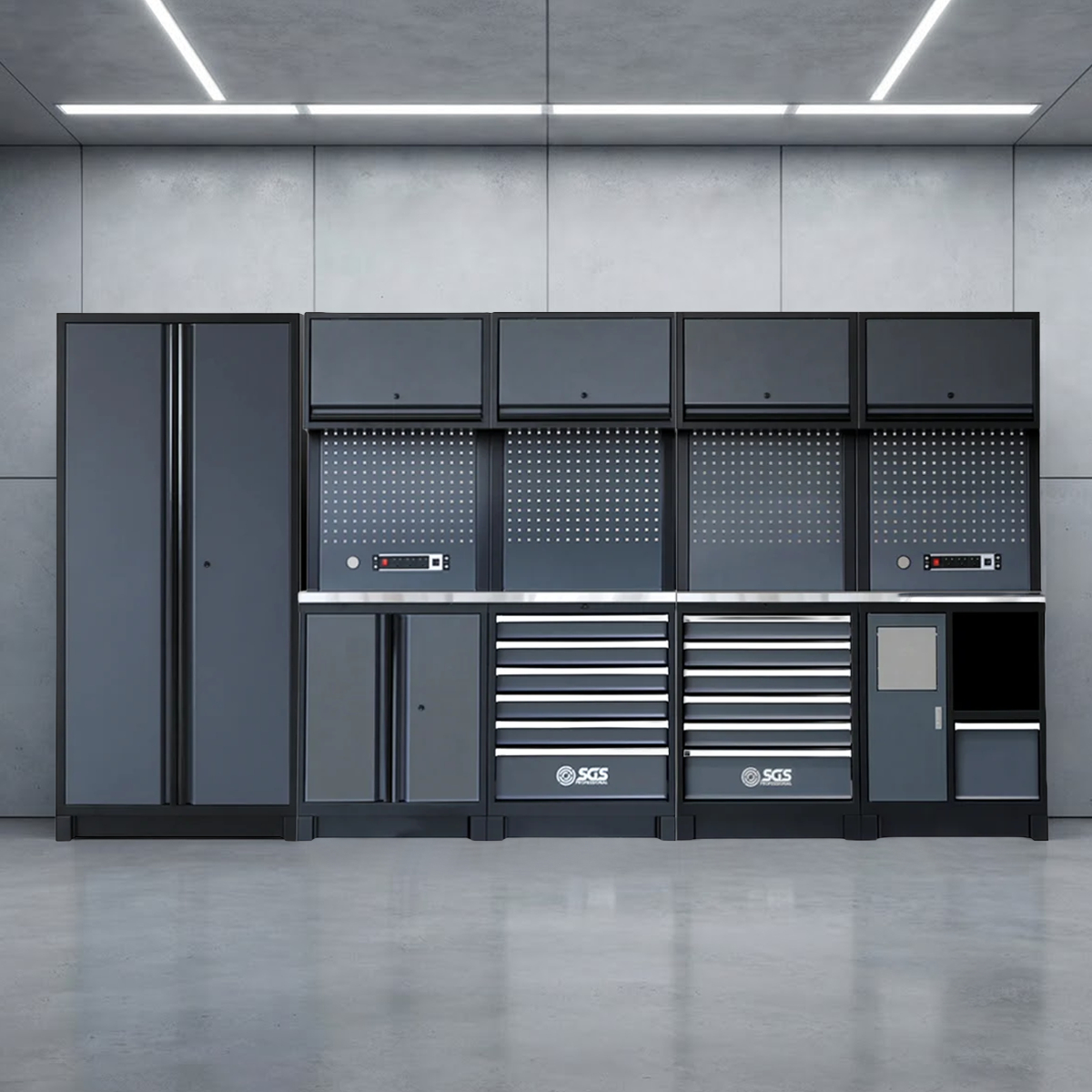SGS Pro Heavy Duty Garage Storage System | Powerstrip | Bin Unit | Cabinet | Tall Double Cabinet